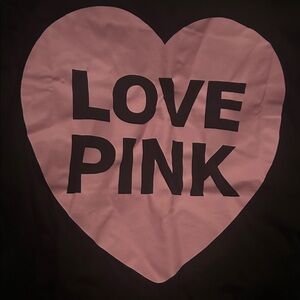 PINK Victoria's Secret Black Tee with Pink Heart